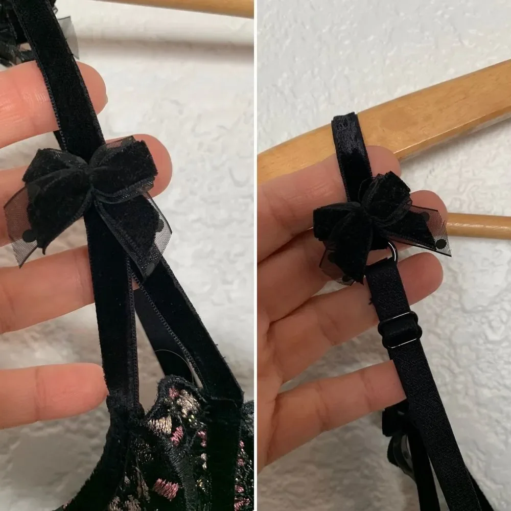 For Love & Lemons Caprice Underwire Embroidered Lace Bra Black Size 34C - Picture 11 of 12